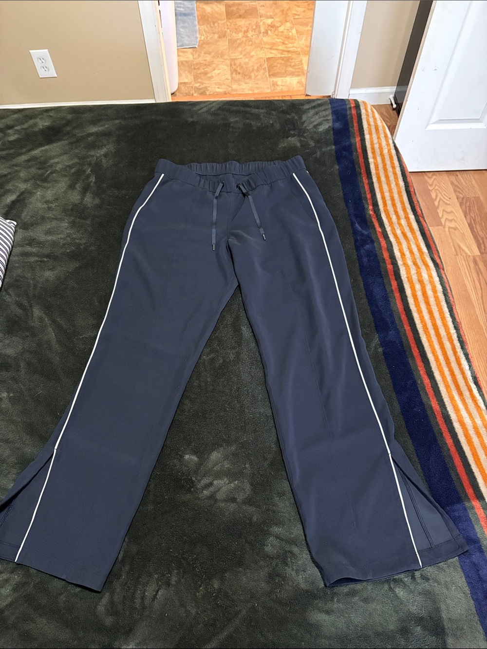 lululemon athletica black Jogger Pants with White Side Piping